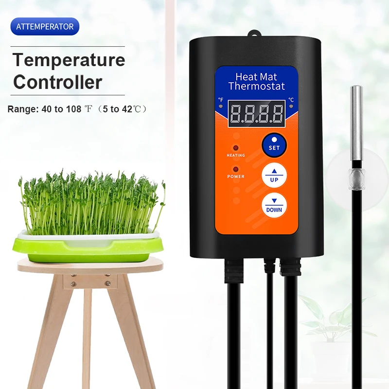 

Heat Mat Thermostat Digital Temperature Controller For Hydroponic Plants Seed Reptiles Brewing 1000W Temp Range 5℃ to 42℃