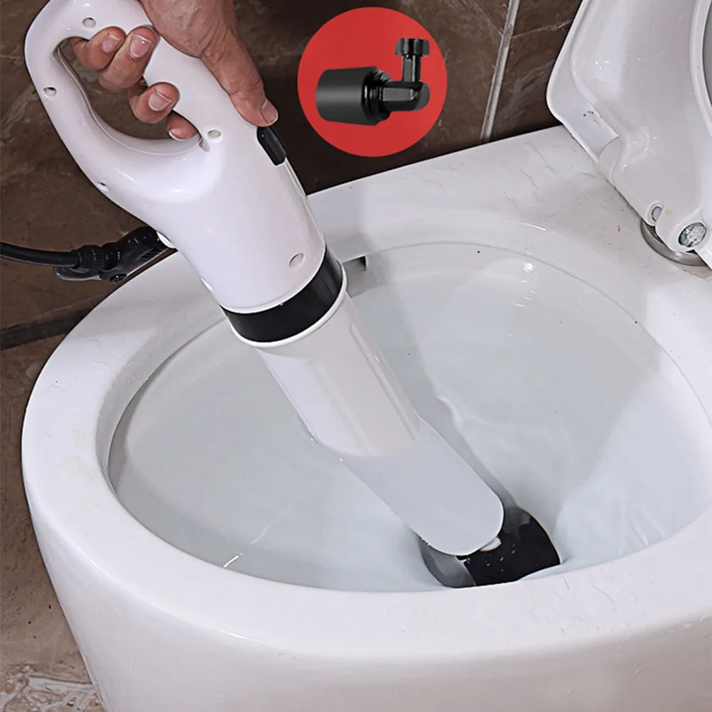 Toilet Piston White Premium Material Ergonomic Handle Flexible Swirl Head Toilet Clog Remover Drain Plunger Pipe Cleaner