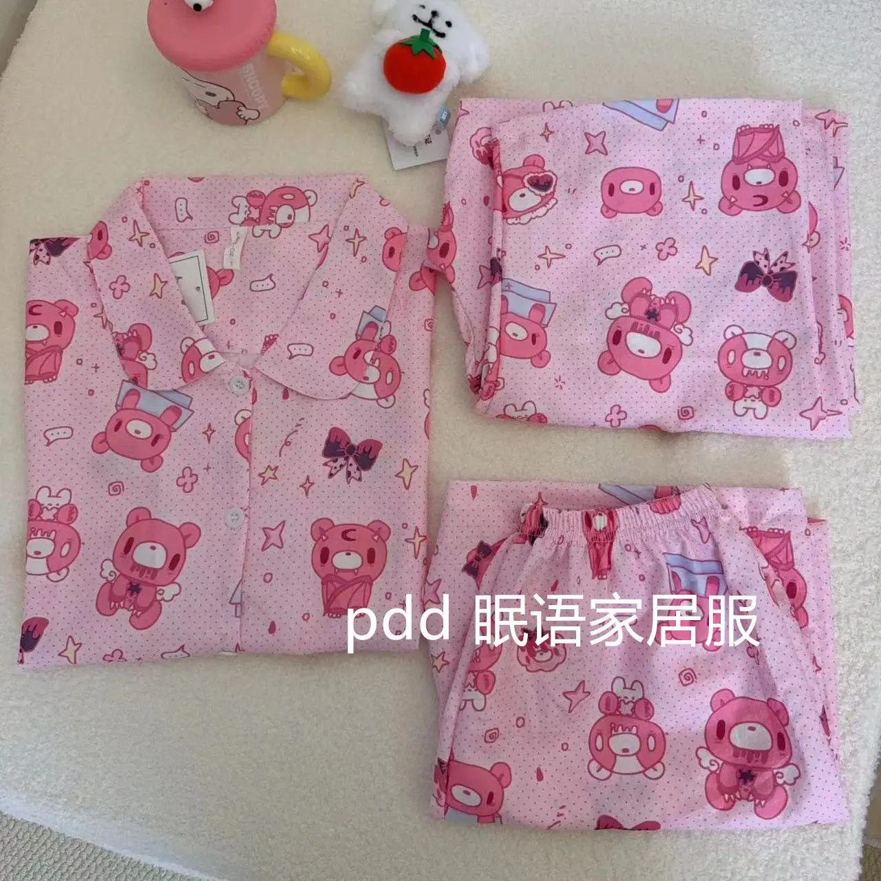 3Pcs Kawaii Women Gloomy Bear Pajamas Summer New Short Sleeve Shorts Pants Home Suit Set Cartoon Y2K Can Be Worn Outside Gifts