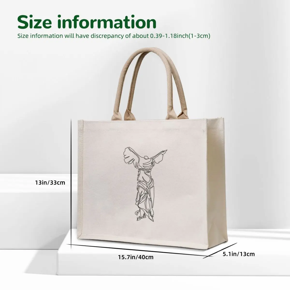 Minimal line illustration of the Winged Victory of Samothrace Tote Bag Women bags university shopper bag