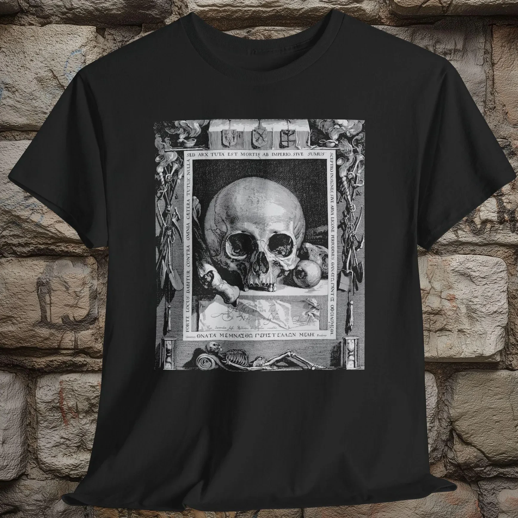 Memento Mori Stoicism Still Life with Skull Jan Saenredam Print Unisex Tshirt Graphic T Shirts Retro Streetwear High-quality Tee