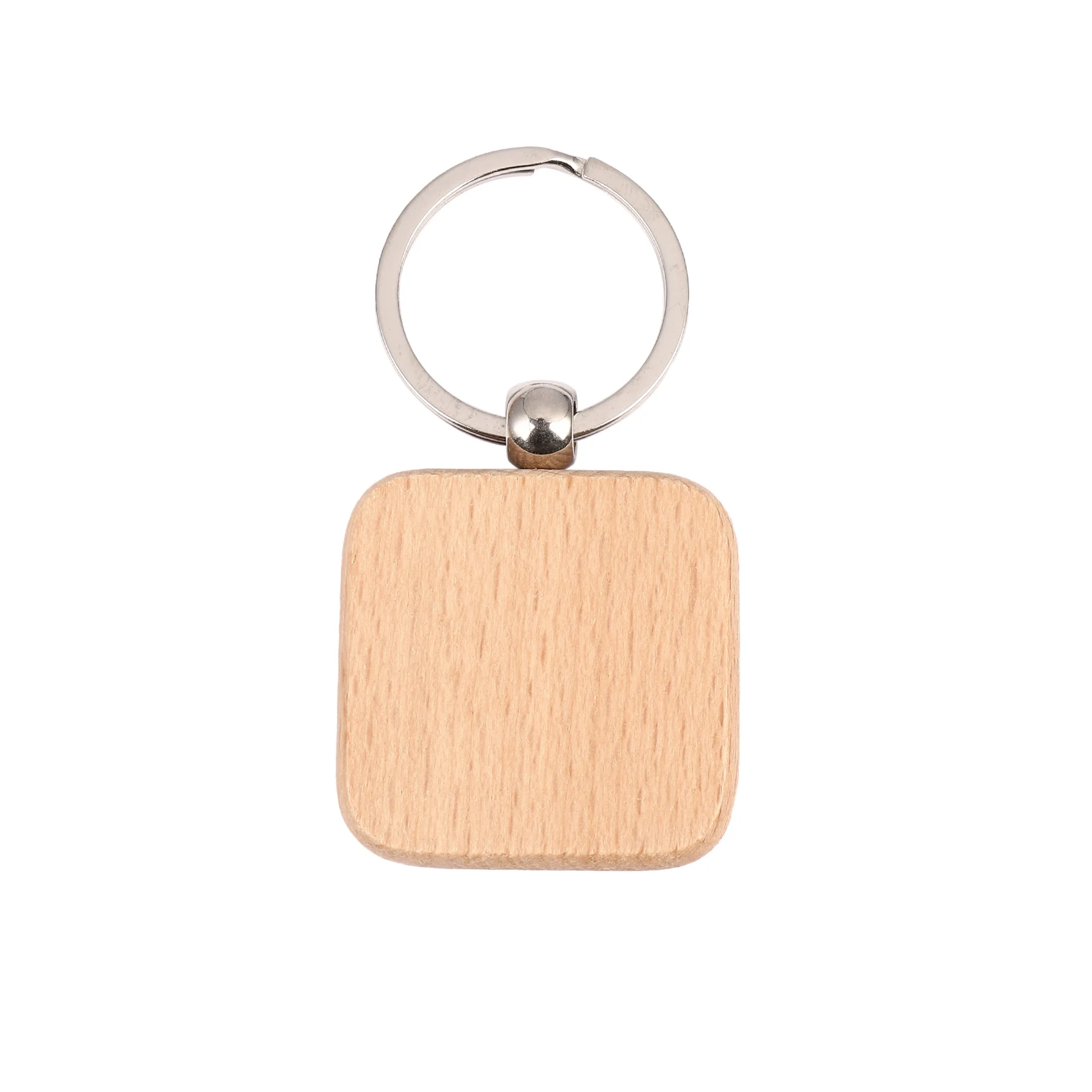 60Pcs Blank Square Wooden Keychain DIY Key Tag Gift