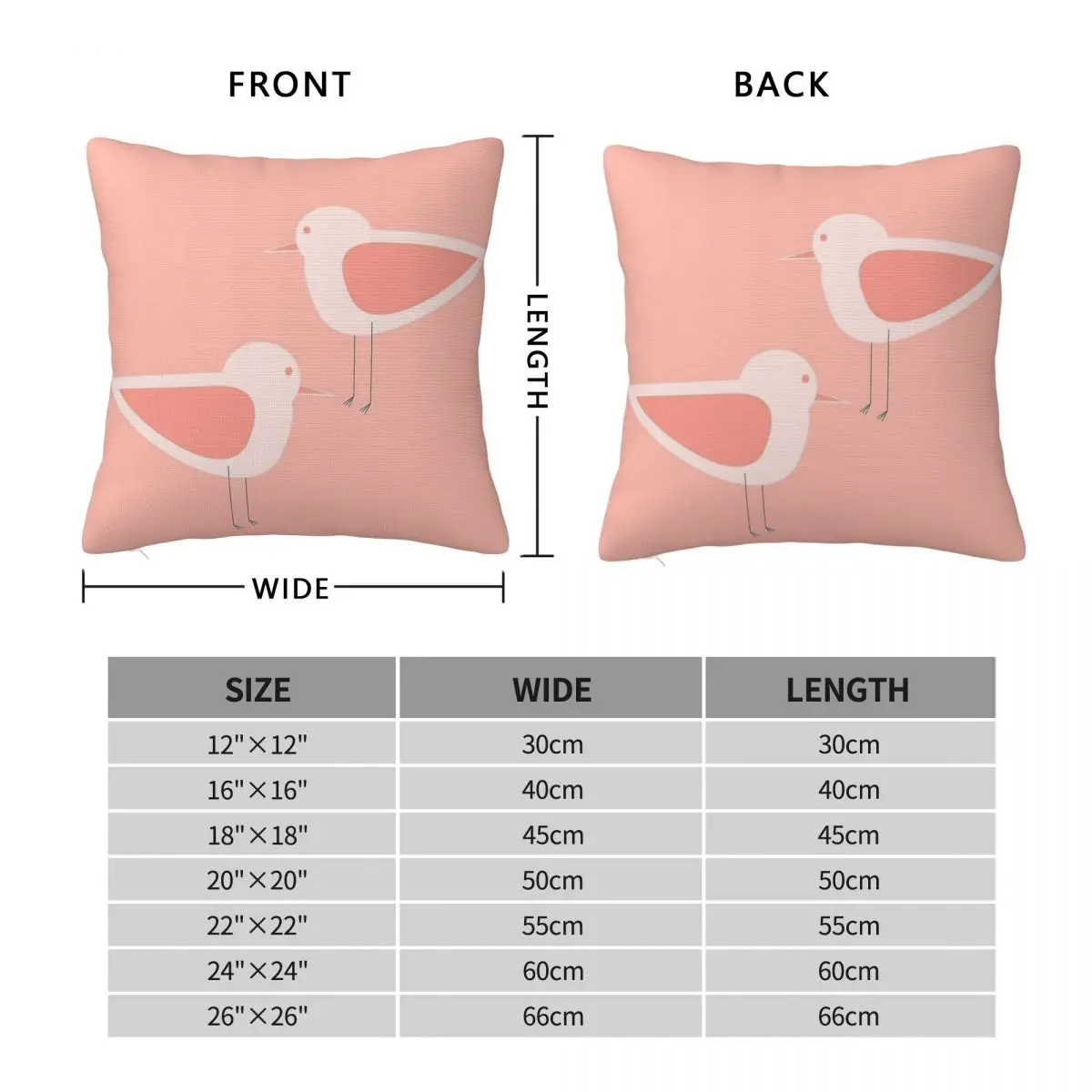 Wader Shorebird Pair In Blush Pillowcase Polyester Linen Velvet Printed Zip Decor Pillow Case Car Cushion Case