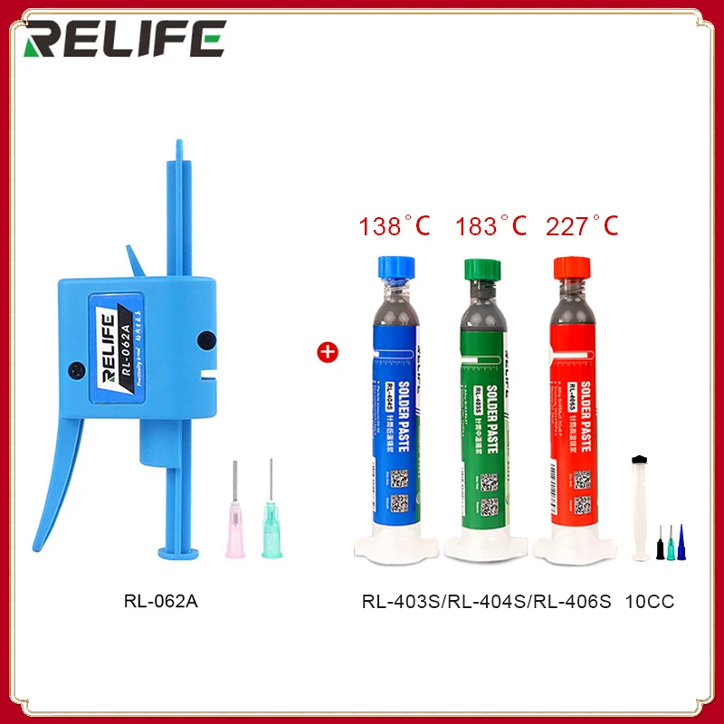 RELIFE RL-062A/Flux 10CC 183℃/138℃/ 227℃/Solder Tin Liquid BGA Soldering Fluxes for PCB BGA Rework Repair Paste Welding Paste