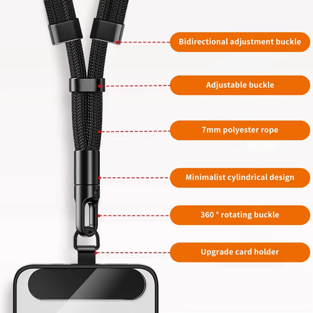 Adjustable Mobile Phone Strap Lanyard Crossbody Phone Lanyards Neck Rope with Patch for iPhone Cell Phone Hanging Cord Strap - náhled 5