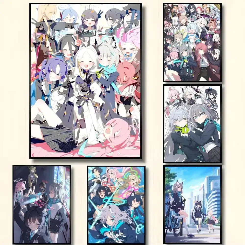Anime Game Blue Archive Posters High Quality Self-adhesive Wall Art Decorations Color Prints Sticky
