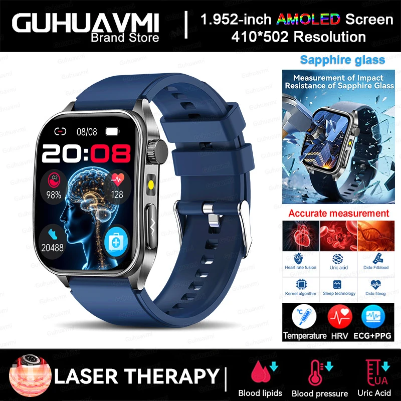 2025 New AI-GPT  Diagosis ECG Health Smart Watch Men Blood Pressure Lipid Uric Acid  Intelligent Q&A Health smart bracelet  Men