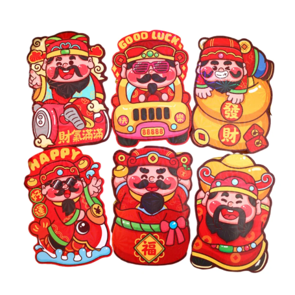 6Pcs Cartoon Chinese Snake Year Red Envelope Blessings Printing Traditional New Year Money Envelope Mixed Pattern Best Wishes
