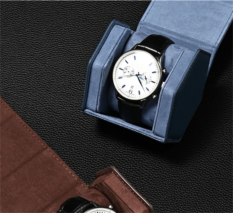 Oirlv Portable Watch Box Leather Watch Organizer Hexagon Watch Storage Box With Pillow Wristwatch Bag Birthday Gift Watch Case