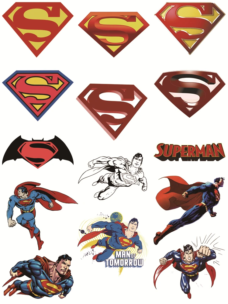 Cartoon Superman T-shirt Decal Decor Sticker on Clothes Iron on Patches Thermo-stickers for Children Stripes Appliques