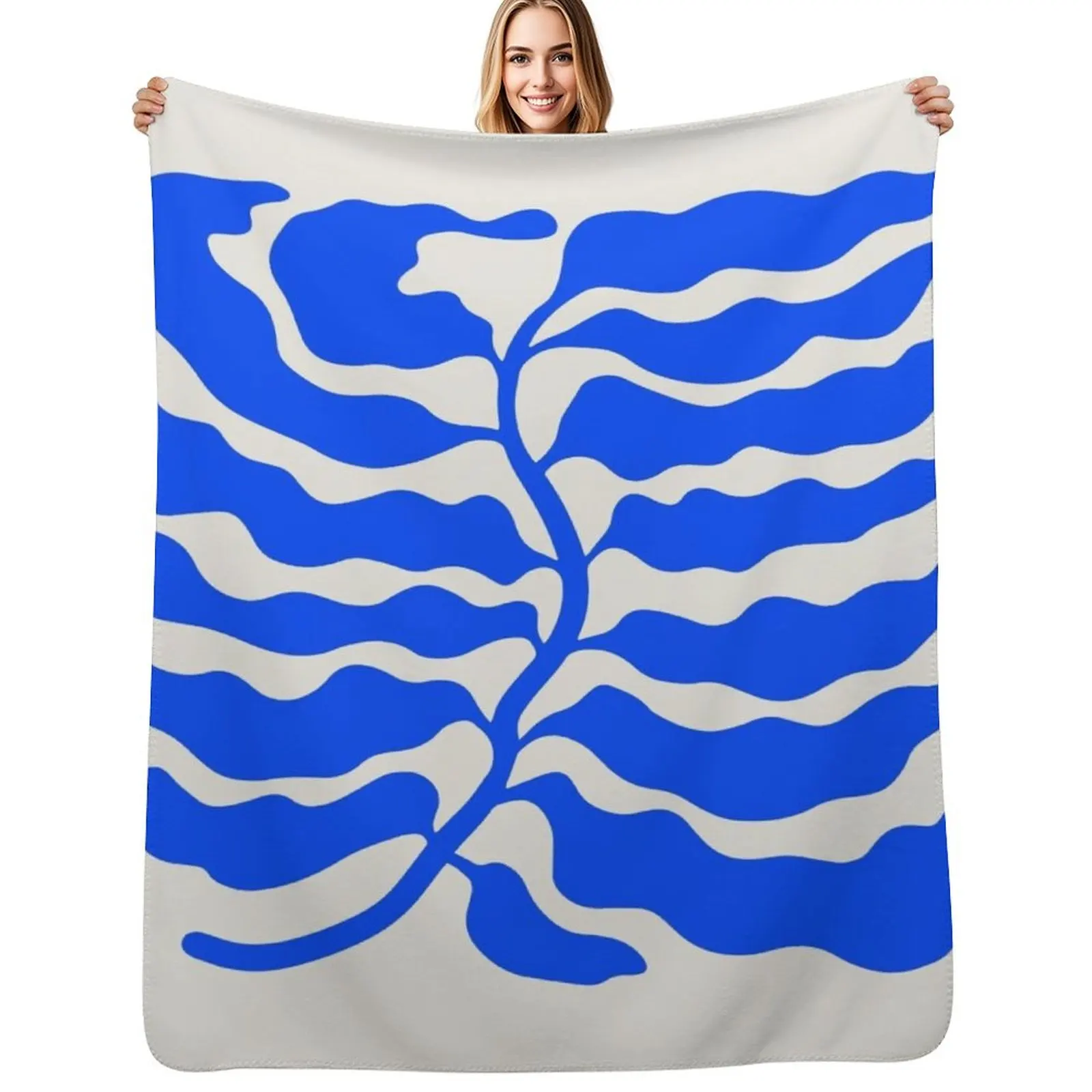 

Wild Ferns: Ultramarine Blue Edition Art Print Mid-Century Edition Throw Blanket Polar Bed Blankets