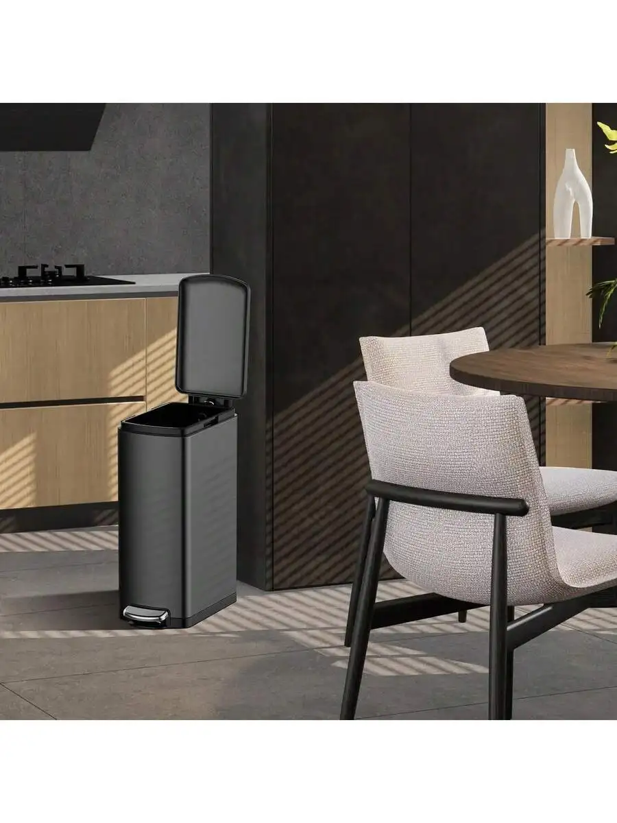 

30L Slim Rectangular Stainless Steel Step Trash Can With Soft Close Lid For Kitchen Bathroom Office
