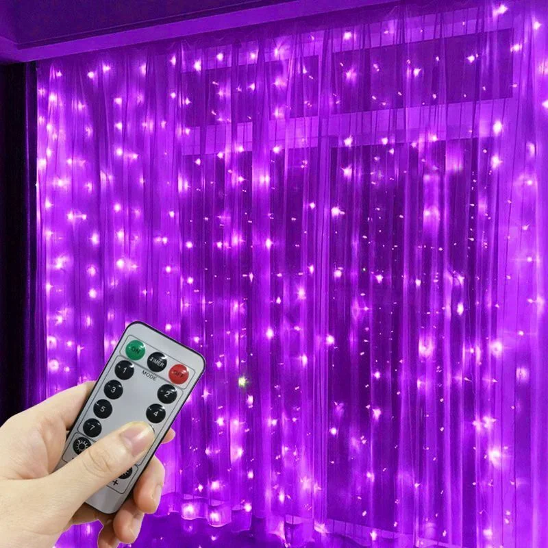 2025 Christmas LED Curtain String Light USB Plug-in Indoor Christmas Decoration with Remote Holiday Wedding Bedroom Party Lights