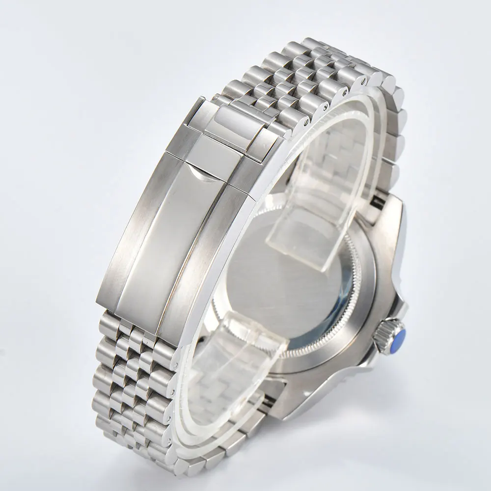 นาฬิกาผู้ชาย 40 มม. NH34 การเคลื่อนไหว GMT อัตโนมัติกระจกแซฟไฟร์โลโก้ที่กำหนดเองนาฬิกาธุรกิจผู้ชาย