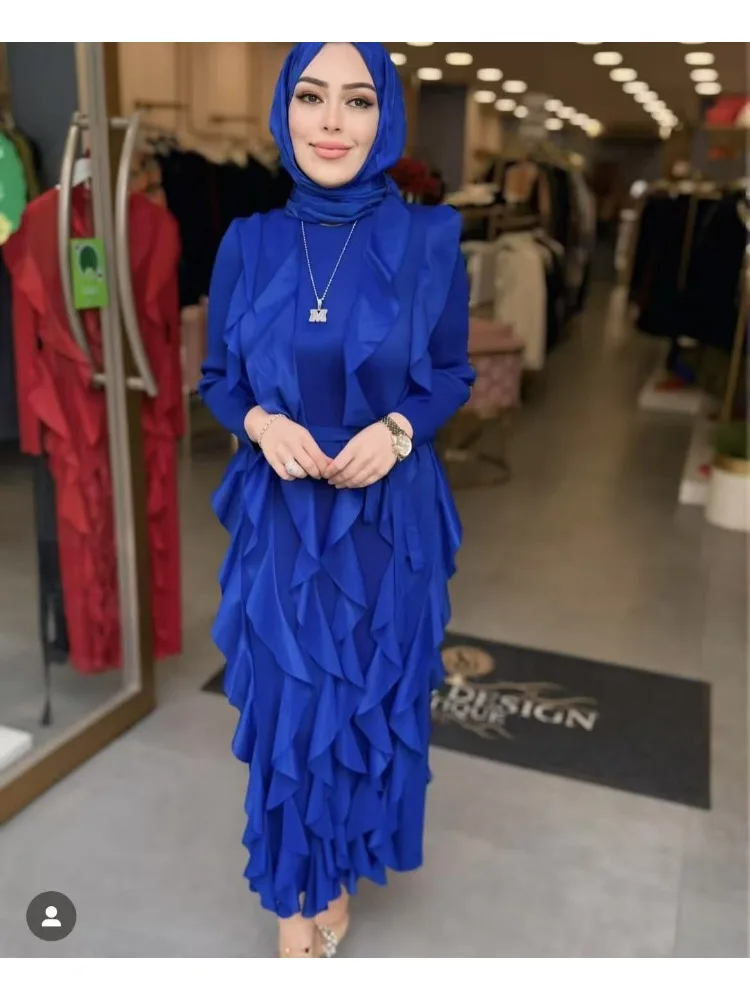 Miyake Ruffle Leaf Edge Dress Women's Autumn New Niche Light and Mature Style Foreign Style Age Reduction Loose Drape Dresses