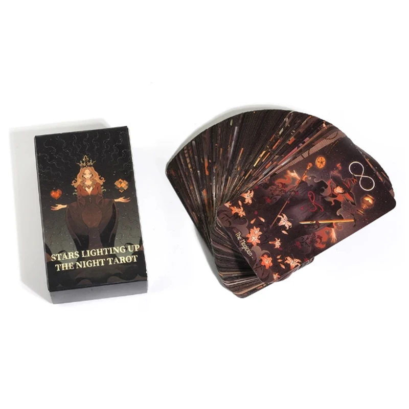 نجوم تضيء الليل التارو العادية نابضة بالحياة الآسيوية نمط الكرتون سطح السفينة حساسة خط الفن فريد إيندي التارو سطح السفينة للمبتدئين