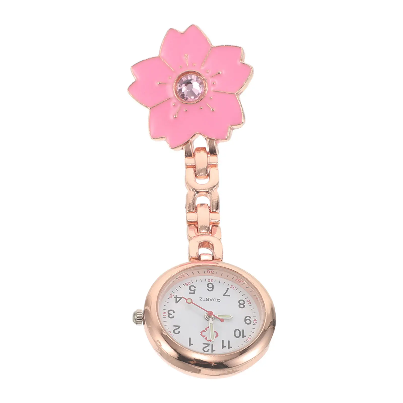 Small Pocket Watch Flower Nurse Clip-on Nurse Fob Analog Watch Second Hand for Clinical Nurses Doctors Staff