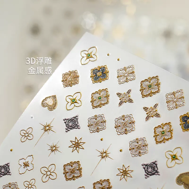 1 قطعة Buccellati ريترو الصليب بوهو مسمار الفن ملصقات 5D الإغاثة بوهيميا ذاتية اللصق الشارات البوهيمي تصميم الشارات مستلزمات الأظافر