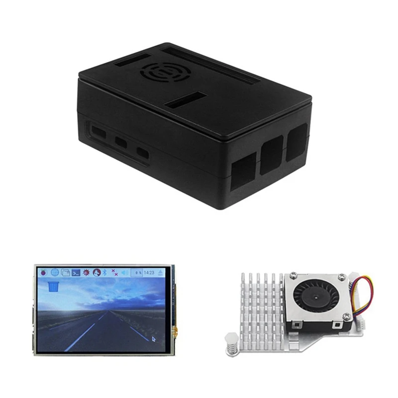 ABS Case Plastic Shell With Cooling Fan + 3.5 Inch Touch Screen Display For Raspberry Pi 5 5B