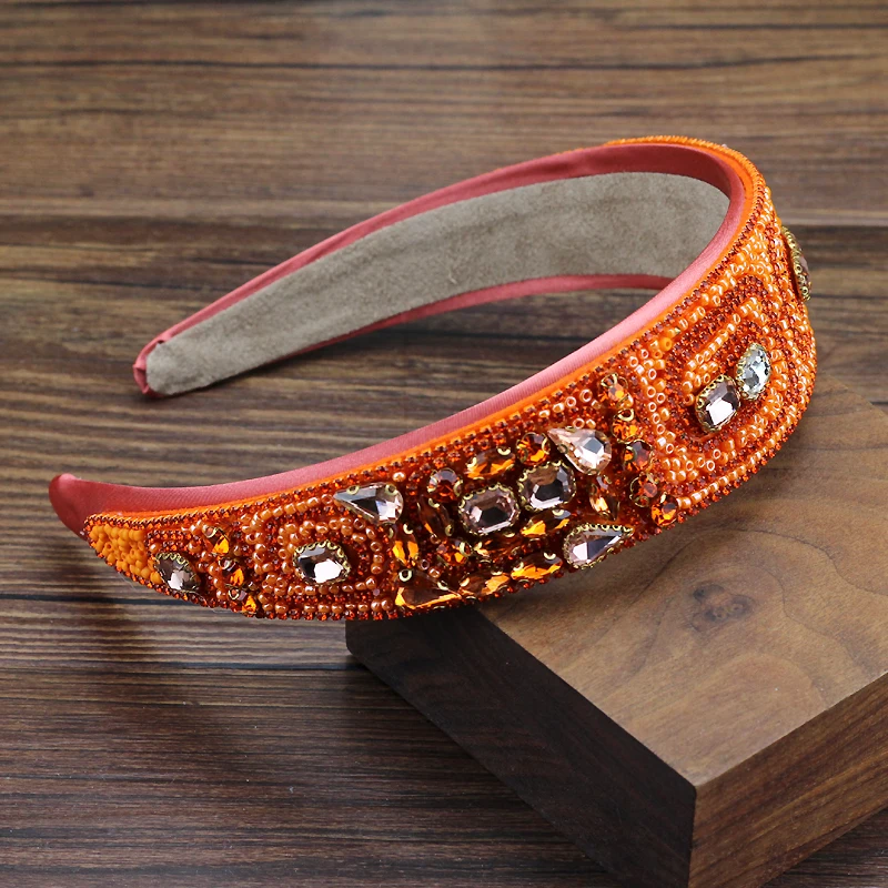 ربطات رأس بحجر الراين كريستال برتقالي كامل للنساء ، بوهو ، إكسسوارات شعر ساحرة ، فاخرة ، بلينغ #3
