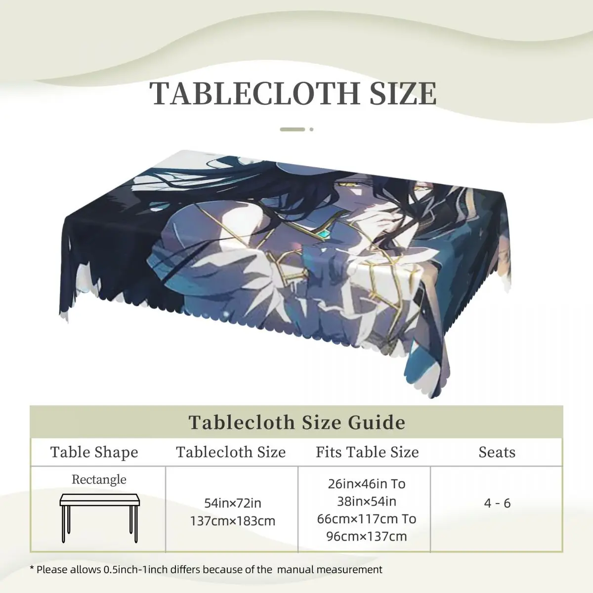 Adventure Anime Albedo Overlord Tablecloth Restaurant Kitchen Rectangular Tablecloth Festival Party Outdoor Dining Table Cover