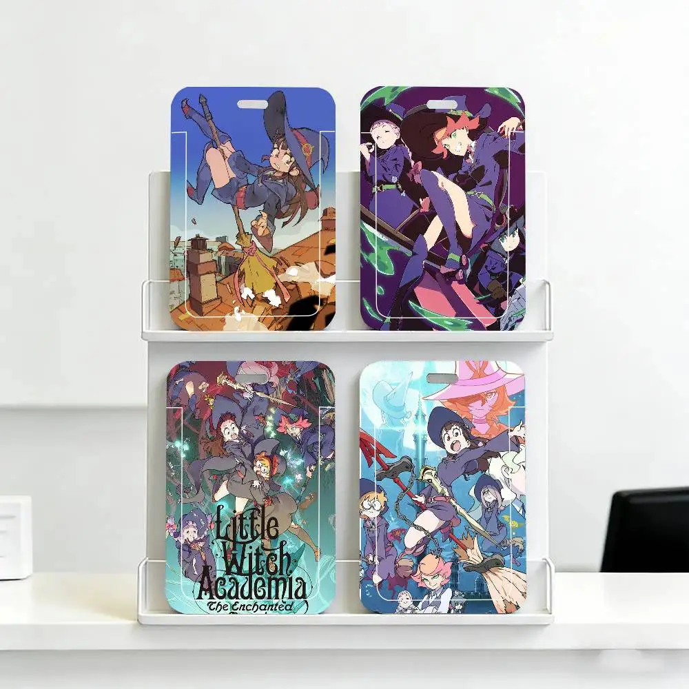 Little Witch Academia Animated Movie Black Lanyard Card Holders Student Meal Cards And Campus Ids School