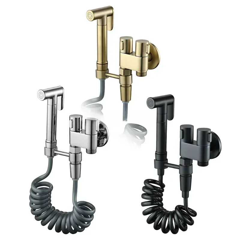 HIDEEP Bidet Spray Gun Set Chrome/Black/Brushed gold Bathroom Toilet Washing Faucet