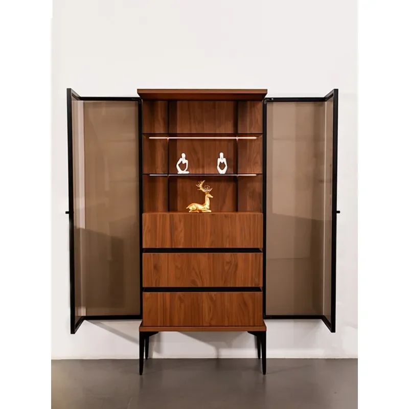 Italian double door with lamp tempered glass European wing aircraft cabinet wine cabinet