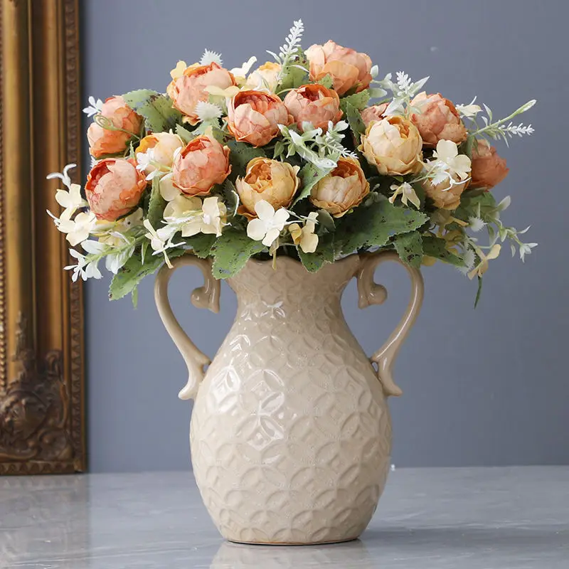 

Simple ceramic vase, living room tabletop floral arrangement, creative American porch, TV cabinet decorative ornaments