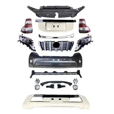 Body Kit front bumper grill mask assembly for Toyota Prado 2010-13 convert 2014-17 style headlight taillight license plate frame