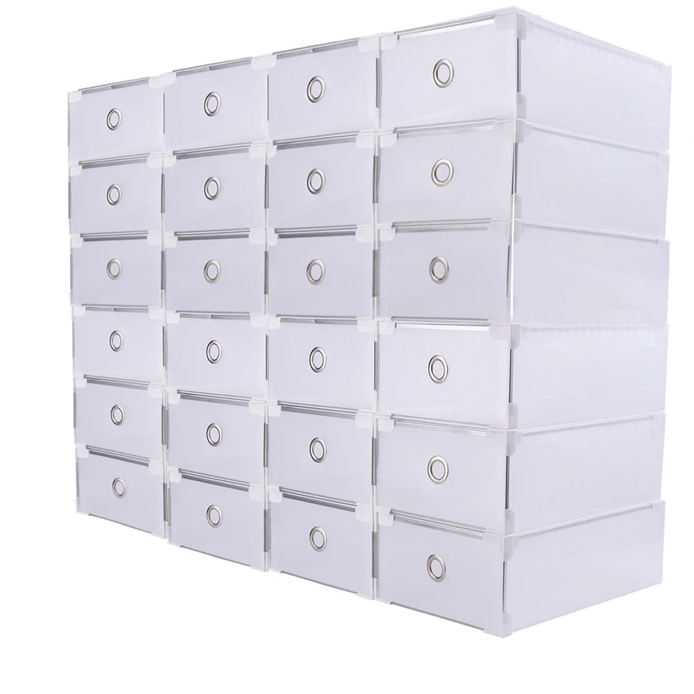 20Pcs Shoe Storage Boxes Clear Stackable Shoe Organizer for Closet Sneaker Box Strong and Sturdy transparent Durable DIY