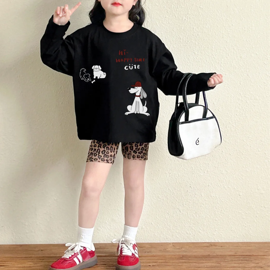 Girls Leopard Print Cycling Pants Spring and Summer 2025 New Children Stylish Casual Shorts Baby Versatile and Fashionable Pants