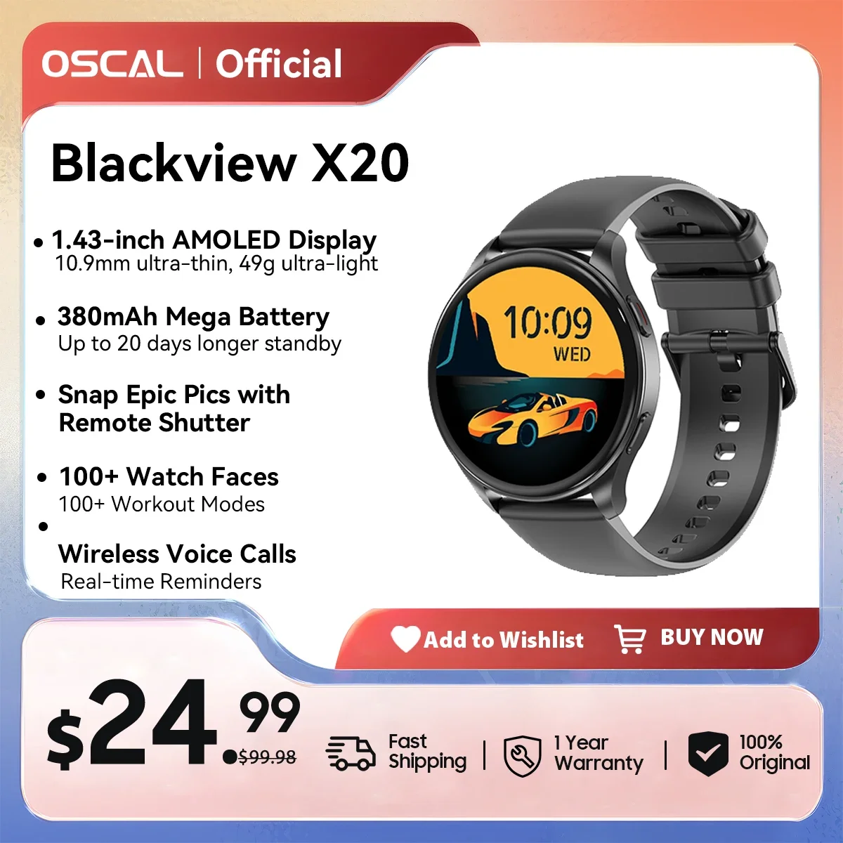 

OSCAL Blackview 2024, умные часы X20, AMOLED-дисплей, Hi-Fi, Bluetooth, телефонные звонки, отслеживание здоровья и фитнеса для IOS Android