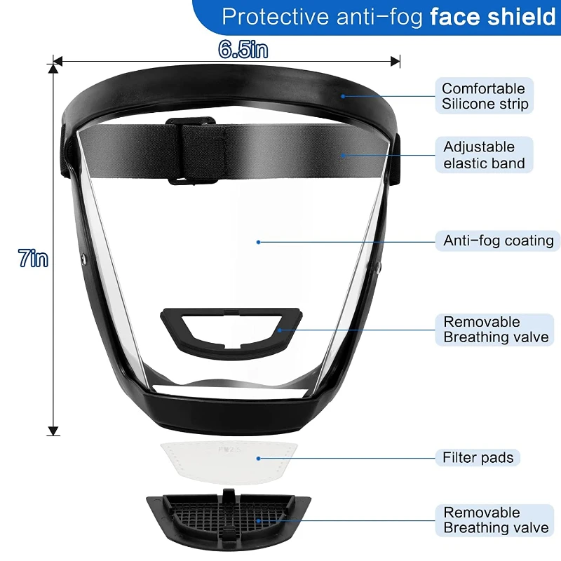 Imagem -05 - Transparente Full Face Shield Cabeça e Eye Safety Protective Cover Reutilizável Cozinha Splash Protection Mask Proteção do Trabalho