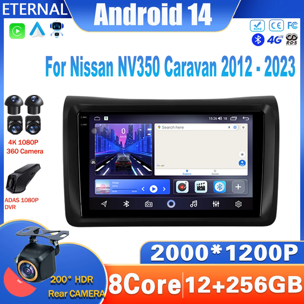 

Android 14 Car Radio For Nissan NV350 Caravan 2012 - 2023 Multimedia Video Player Navigation Carplay 4G NO 2Din Head Unit WIFI