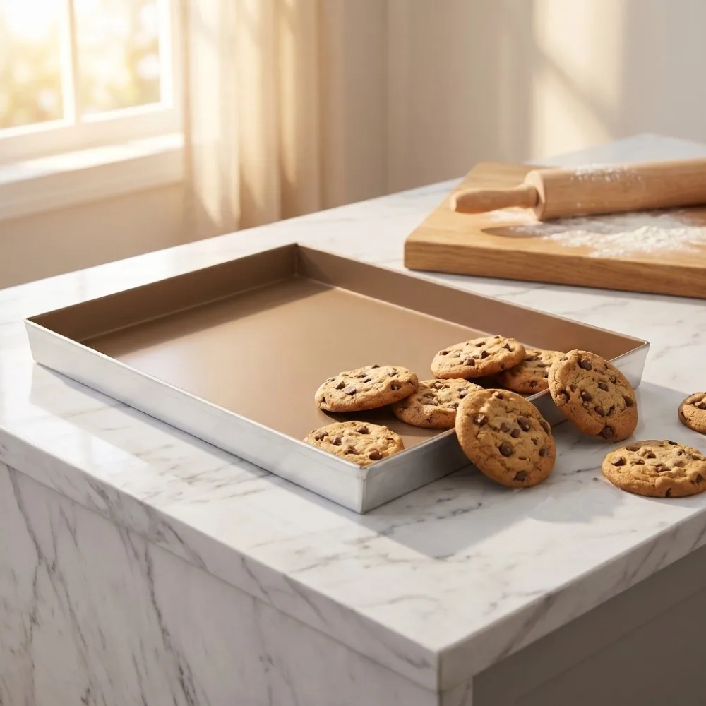 Aluminum Alloy Cake Baking Mold Food-Grade Non Stick Baking Tray Right Angle Rectangle Easy to Clean Roasting Tray Oven Sheet