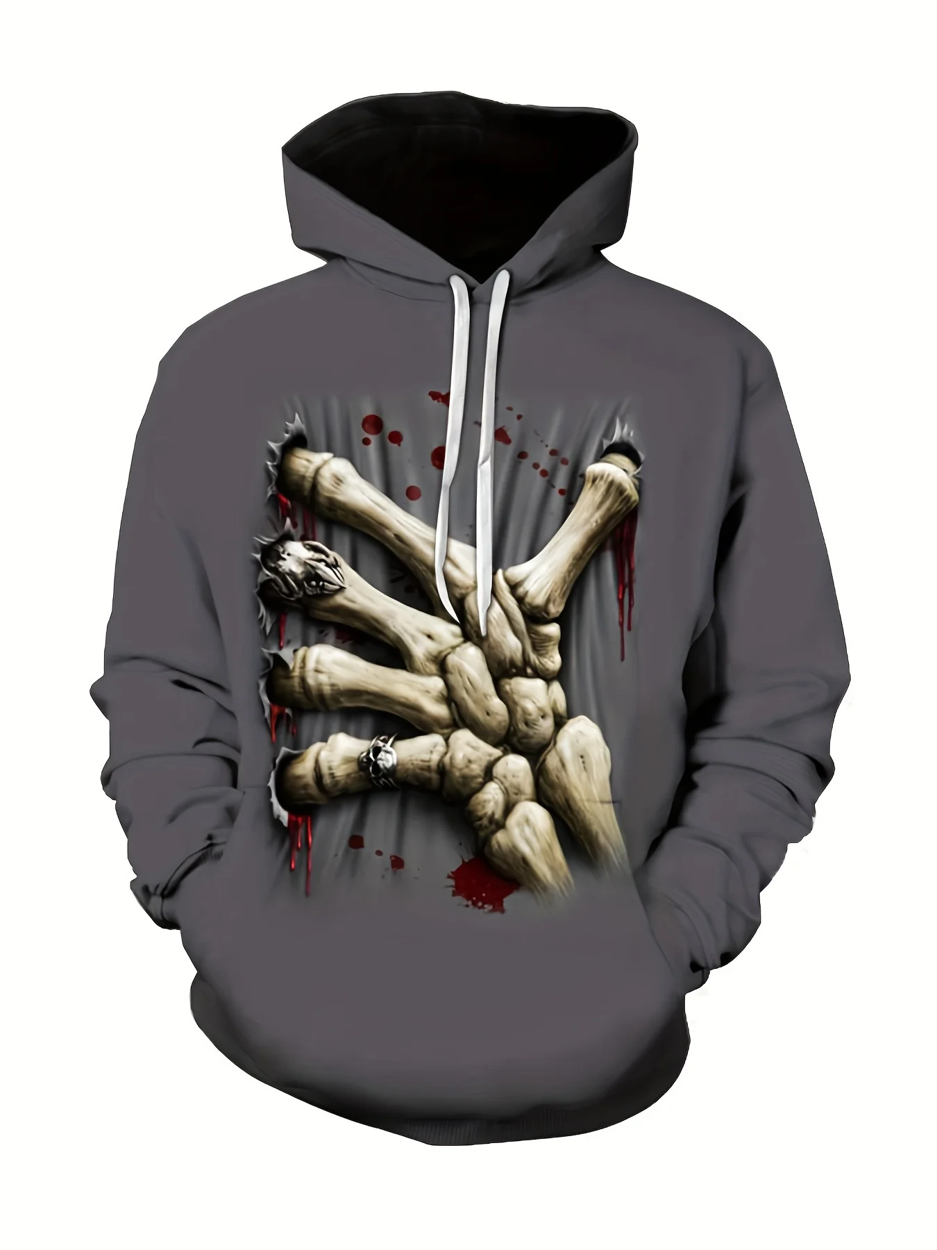 

3D Print Skull Graphic Men's Halloween Hoodies Gothic Horror Pattern Long Sleeve Hooded Clothes Fashion Creative Design Pullover
