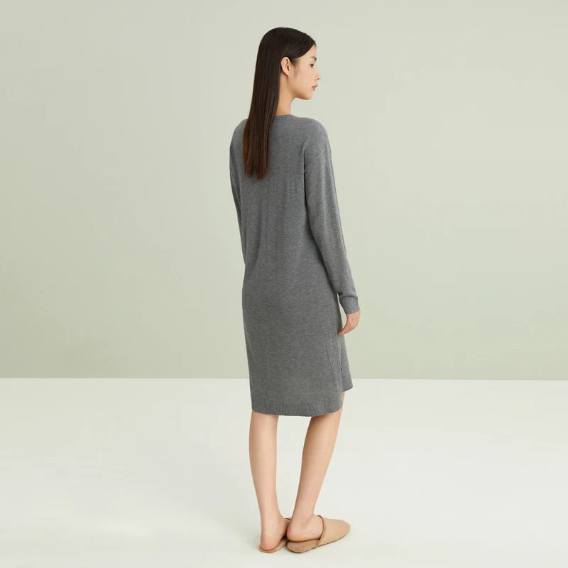 Women's cashmere nightgown, autumn casual home wear, slim-fitting skin-friendly woolen skirt, can be worn outside