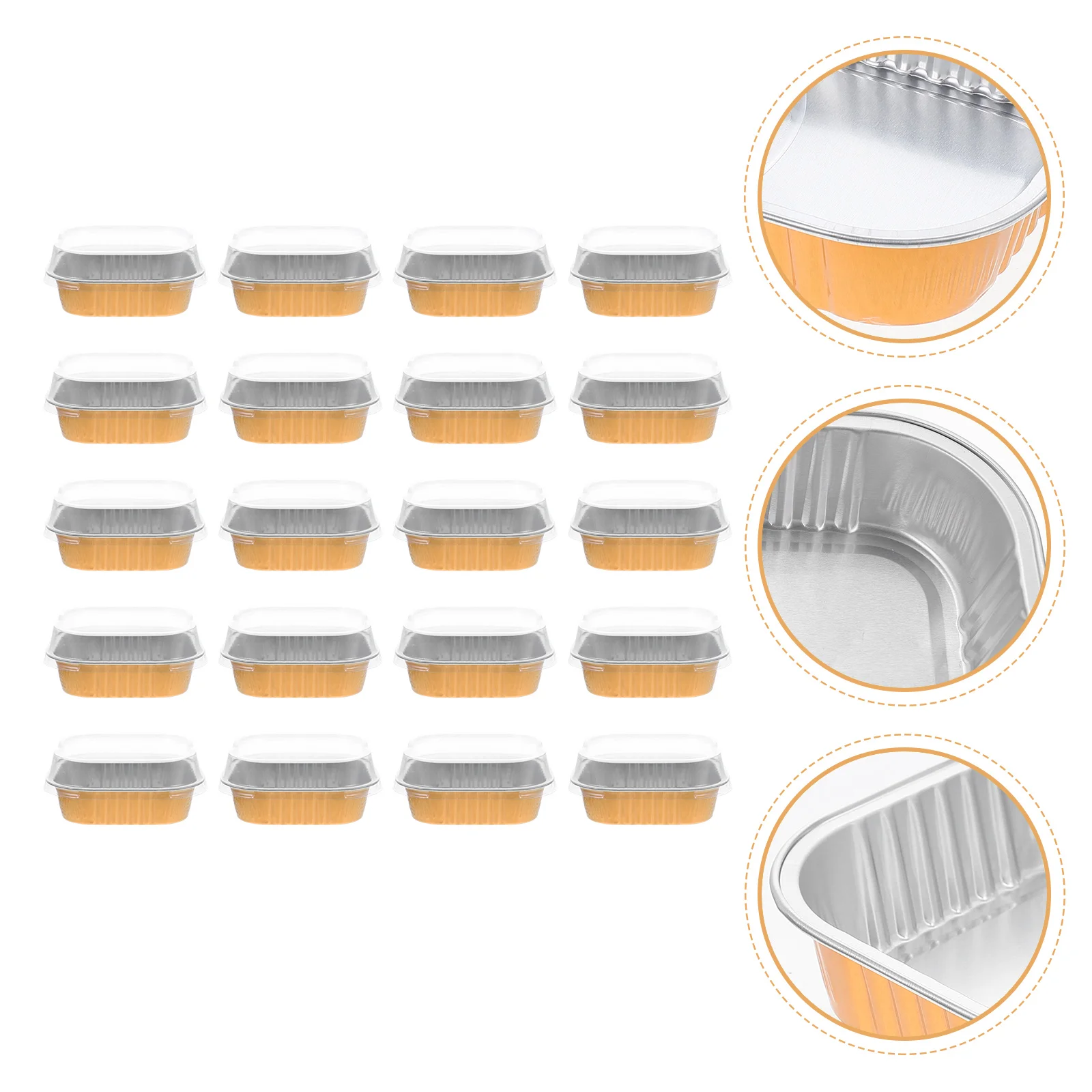 

20 Sets Aluminum Foil Baking Box Convenient Pudding Cups Dessert Household Containers Multi-function Cupcake