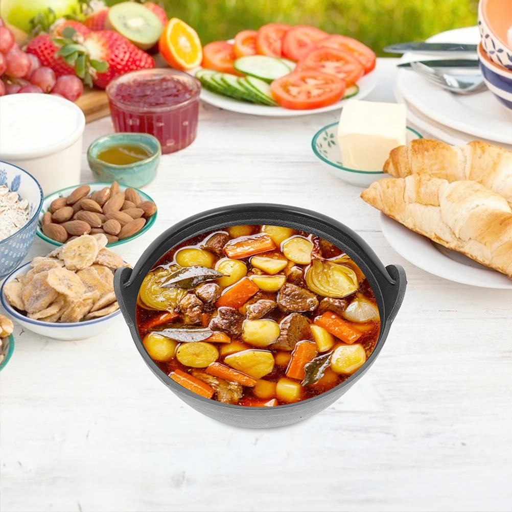 

Large Capacity Cast Iron Dutch Oven Cauldron Pot For Camping Cookware Nonstick Surface Even Heat Distribution Portable Handle