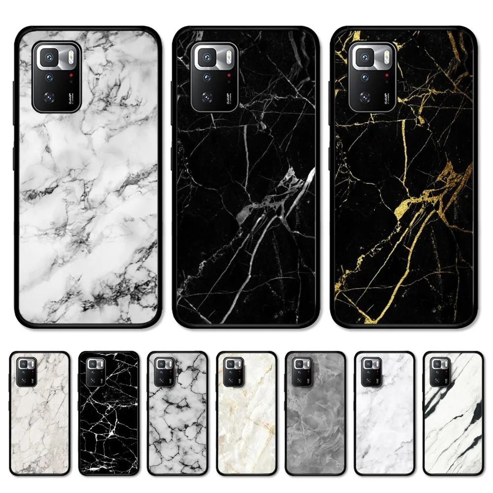 black white Marble crack Phone Case For Redmi Note 4 X 5 A 6 7 8 Pro T 9 Pro 9S 10 Pro 11 Pro 11S 11Epro PocoM3pro