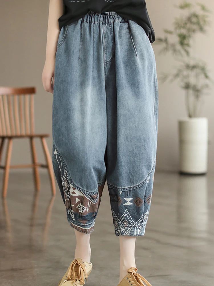 Max LuLu Fashion Spring Denim Pantalons Womens 2024 Leisure Printed Harajuku Jeans Ladies Korean Luxury Vintage Harem Trousers