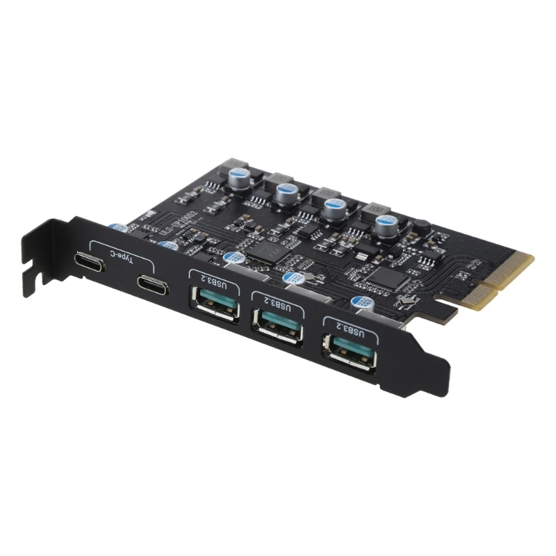 5 Ports PCIE Riser to 3x USB-A -2x to PCI-E Adapter Expansion Card 20G DropShipping