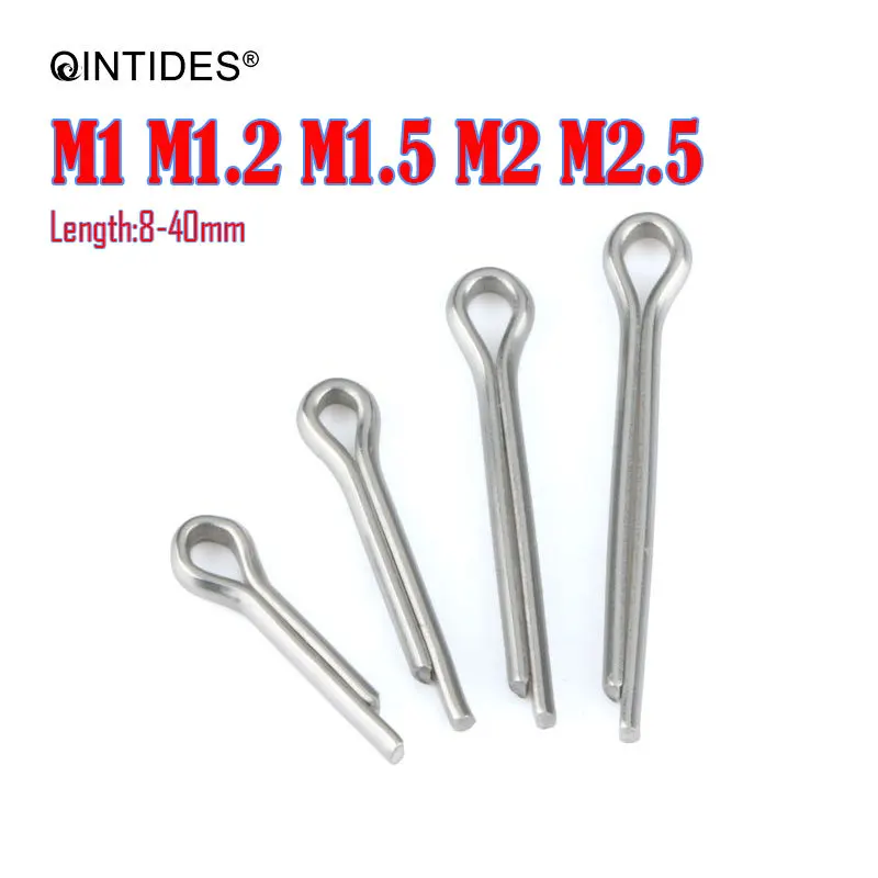 

QINTIDES 100-2000Pcs M1 M1.2 M1.5 M2 M2.5 Split Pins 304 Stainless Steel Cotter Pin Spring Pins Distribution Pin Latch