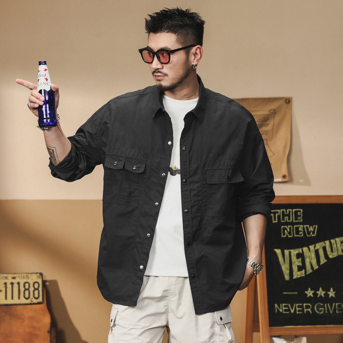 Men Japanese Streetwear Cityboy Amikaji Loose Casual Long Sleeve Plus Size Shirt Man Korean Fashion Outdoor Cargo Shirts Blouses