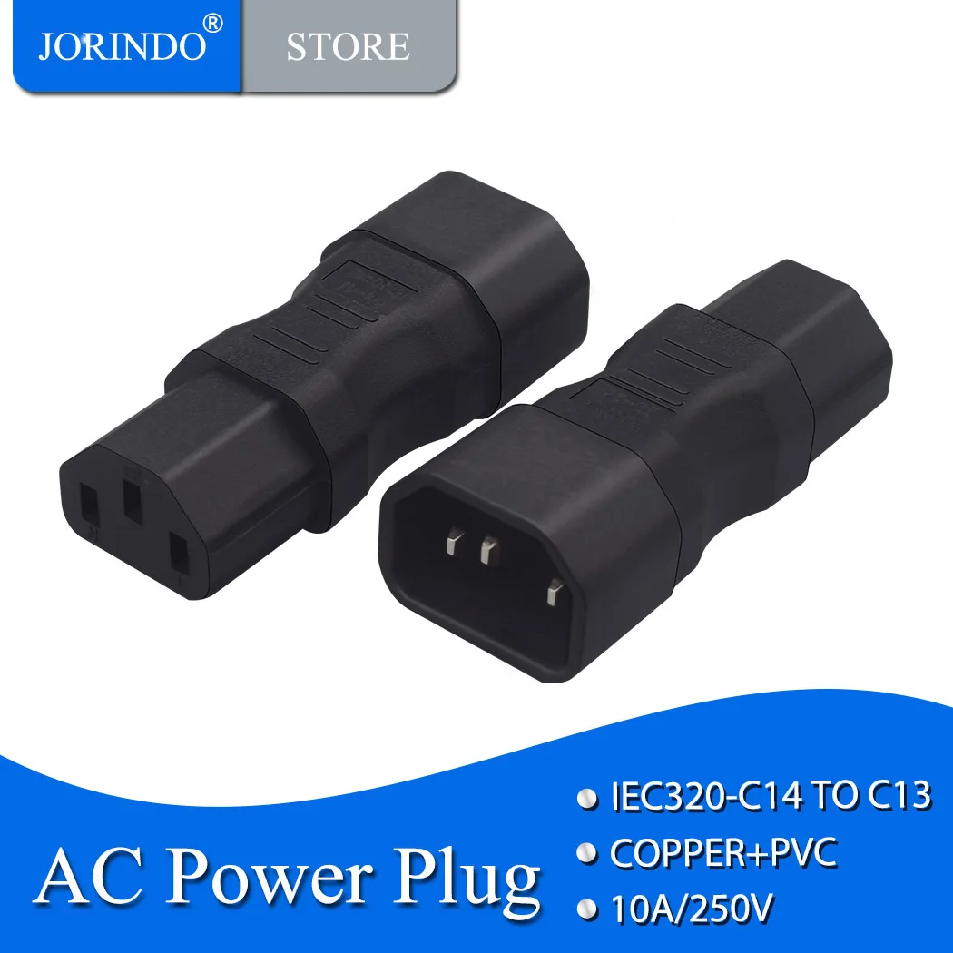 JORINDO 1 PCS,IEC320 C14 TO C13 PDU UPS Plug/Socket 3 Pin Power Extension Adapter Receptacle for Wall Mount LCD LED TV