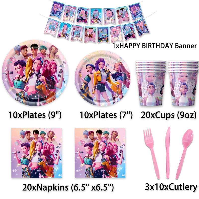 شيطان الصيادين Kpop زينة عيد الميلاد أدوات المائدة مفرش المائدة لوحات هنتركس Kpop كعكة توبر الحلوى الفشار الثور القرن صندوق الستار #6