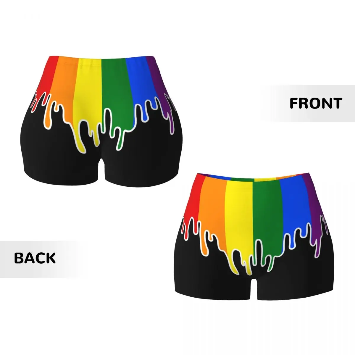 Custom Gay Pride Flag Drip Design Workout Shorts Women LGBT Rainbow Lesbian Gym Volleyball Running Yoga Shorts