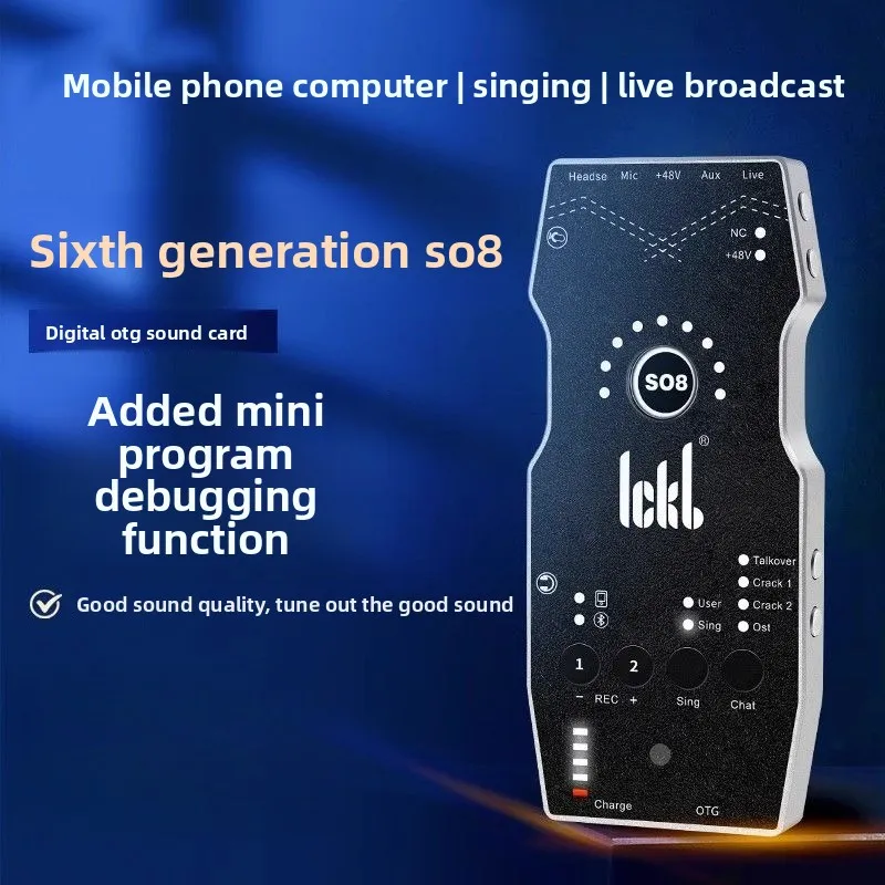 For ickb SO8 6th Sound Card, Live Streaming Audio Mixer with DSP & 48V Phantom Power for Phone