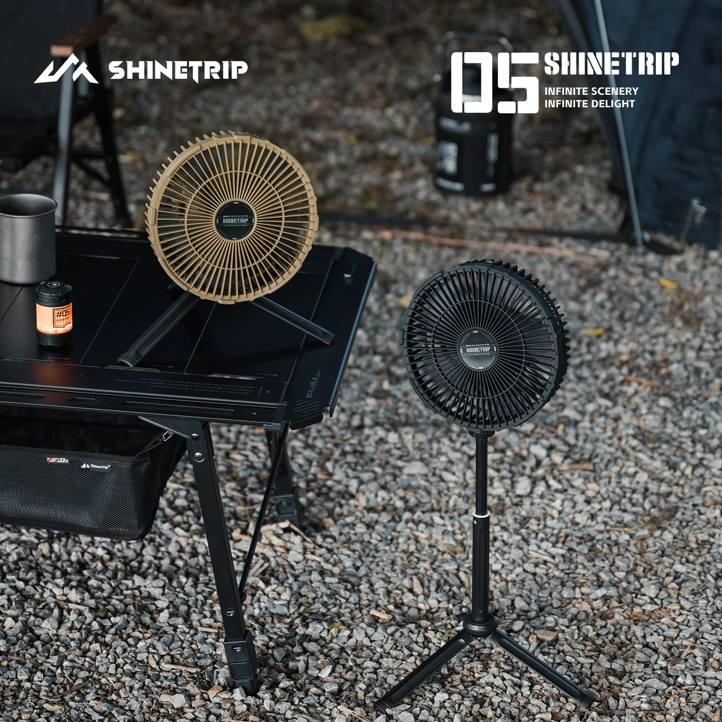 ShineTrip 10000mAh Outdoor Camping Fan Rechargeable Portable Air Circulator Wireless Ceiling Electric Fan with Power Bank Tripod